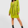 Drapiertes Hemd-Kleid -Diven Stil Verkaufsgeschäft gzz33136 olive xl