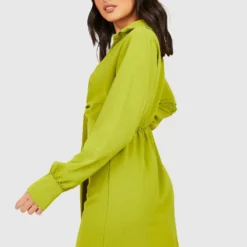 Drapiertes Hemd-Kleid -Diven Stil Verkaufsgeschäft gzz33136 olive xl 1