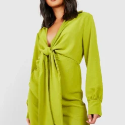 Drapiertes Hemd-Kleid -Diven Stil Verkaufsgeschäft gzz33136 olive xl 2