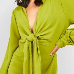 Drapiertes Hemd-Kleid -Diven Stil Verkaufsgeschäft gzz33136 olive xl 3
