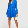Blazer-Kleid Mit Knopfleiste Und Bindegürtel -Diven Stil Verkaufsgeschäft gzz33869 cobalt xl