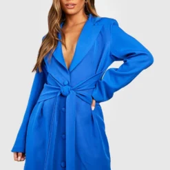 Blazer-Kleid Mit Knopfleiste Und Bindegürtel -Diven Stil Verkaufsgeschäft gzz33869 cobalt xl 2
