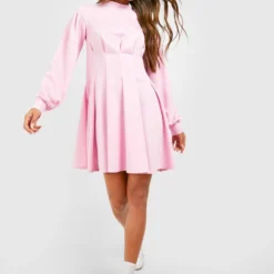 Skater Sweatshirt-Kleid Mit Geraffter Taille -Diven Stil Verkaufsgeschäft gzz33898 pink xl 2