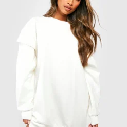 Oversize Sweatshirt-Kleid 8 Oversize Sweatshirt-Kleid -Diven Stil Verkaufsgeschäft gzz34784 ecru xl 2
