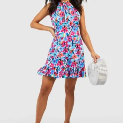 Petite Florales Rüschen-Kleid Mit Geschnürten Trägern