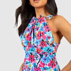 Petite Florales Rüschen-Kleid Mit Geschnürten Trägern -Diven Stil Verkaufsgeschäft gzz38628 white xl 3