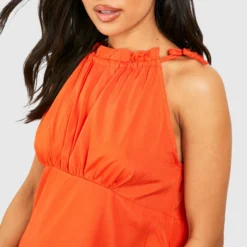 Petite Kleid Mit Geschnürten Trägern Und Rüschen-Detail -Diven Stil Verkaufsgeschäft gzz38630 orange xl 3 scaled