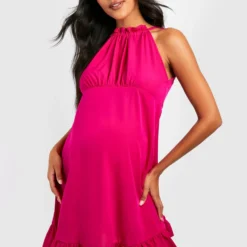 Umstandsmode Kleid Mit Geschnürten Trägern Und Rüschen-Detail