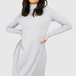 Geripptes Rollkragen-Kleid 9 Geripptes Rollkragen-Kleid -Diven Stil Verkaufsgeschäft gzz41683 grey20marl xl 3