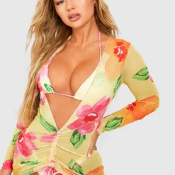 3er-Pack Floraler Triangle-Bikini & Kleid