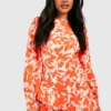 Florales Skater-Kleid Mit Rüschen 1 Florales Skater-Kleid Mit Rüschen -Diven Stil Verkaufsgeschäft gzz42613 orange xl