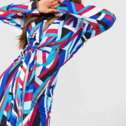 Hemd-Kleid Mit Abstraktem Print Und Schnür-Detail 9 Hemd-Kleid Mit Abstraktem Print Und Schnür-Detail -Diven Stil Verkaufsgeschäft gzz43731 blue xl 3