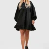 Plus Hemd-Kleid Mit Rüschen-Saum -Diven Stil Verkaufsgeschäft gzz44257 black xl