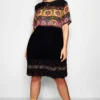 Plus Smok-kleid Mit Cerys Retro-Print -Diven Stil Verkaufsgeschäft gzz46204 black xl