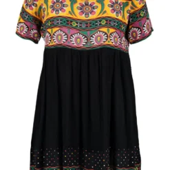 Plus Smok-kleid Mit Cerys Retro-Print -Diven Stil Verkaufsgeschäft gzz46204 black xl 2