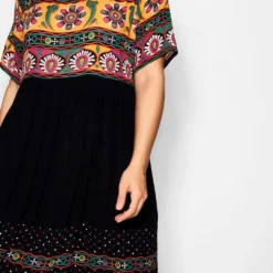 Plus Smok-kleid Mit Cerys Retro-Print -Diven Stil Verkaufsgeschäft gzz46204 black xl 3