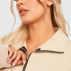 Plus Basic Sweatshirt-Kleid Mit Reißverschluss -Diven Stil Verkaufsgeschäft gzz46469 stone xl 3 scaled