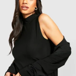 Umstandsmode Kleid Mit Trichterkragen Und Duster-Mantel -Diven Stil Verkaufsgeschäft gzz46606 black xl 3