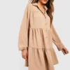 Gestuftes Hemd-Kleid -Diven Stil Verkaufsgeschäft gzz46792 camel xl