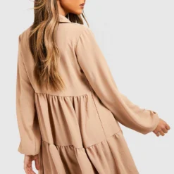 Gestuftes Hemd-Kleid 7 Gestuftes Hemd-Kleid -Diven Stil Verkaufsgeschäft gzz46792 camel xl 1