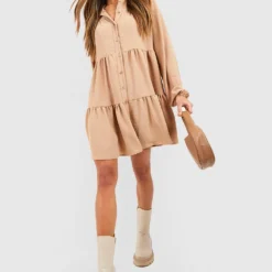 Gestuftes Hemd-Kleid 8 Gestuftes Hemd-Kleid -Diven Stil Verkaufsgeschäft gzz46792 camel xl 2
