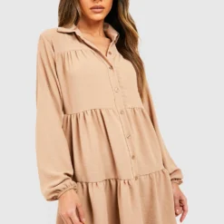Gestuftes Hemd-Kleid 9 Gestuftes Hemd-Kleid -Diven Stil Verkaufsgeschäft gzz46792 camel xl 3
