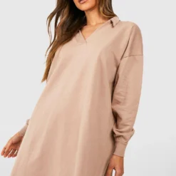 Oversize Sweatshirt-Kleid Mit Kragen