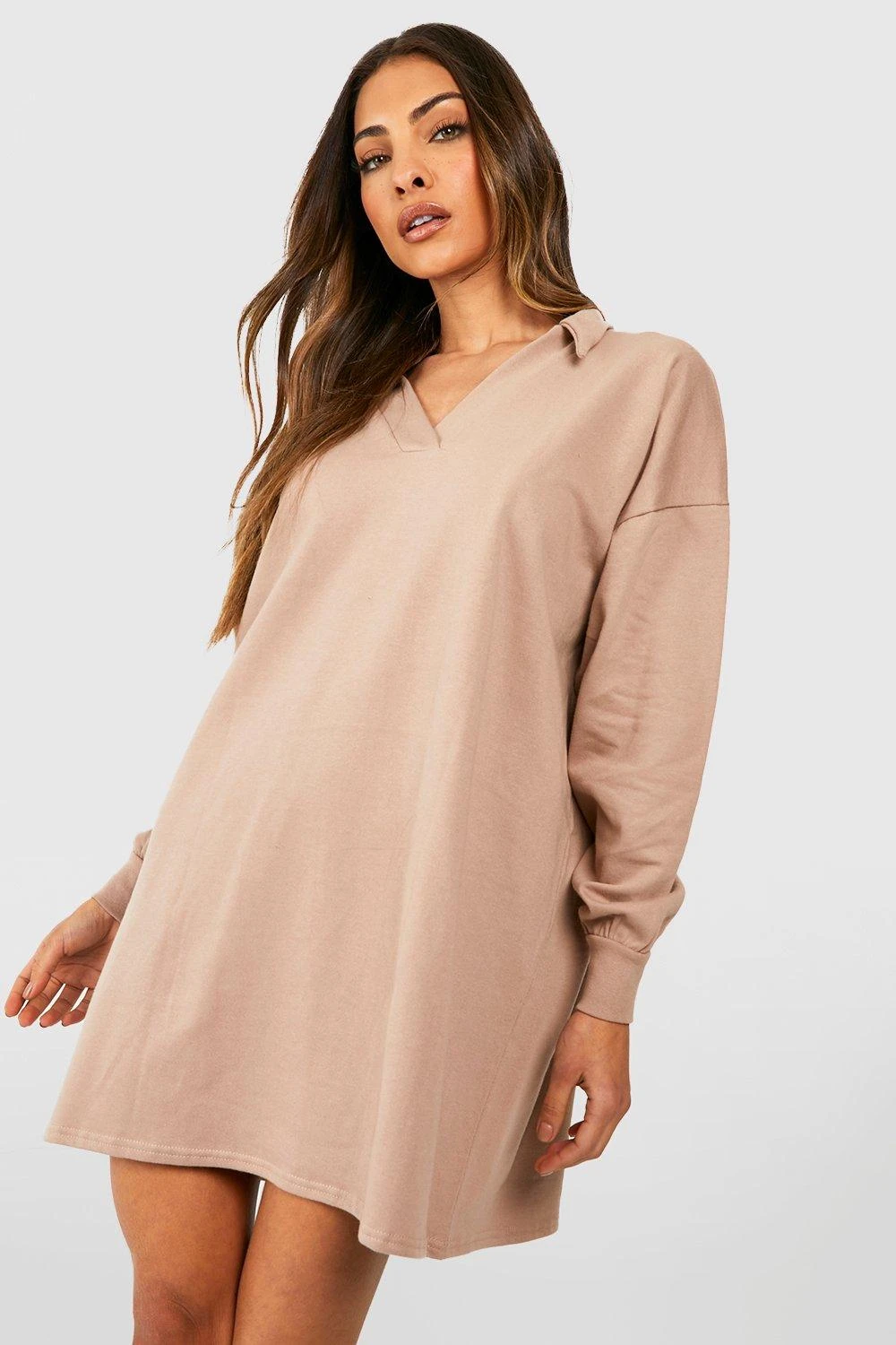 Oversize Sweatshirt-Kleid Mit Kragen 3 Oversize Sweatshirt-Kleid Mit Kragen