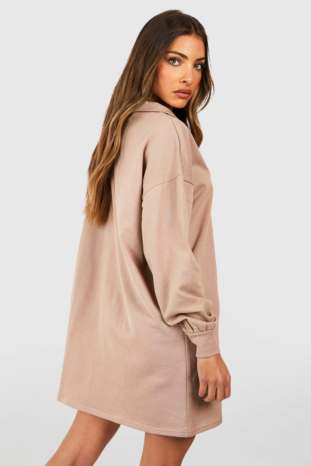 Oversize Sweatshirt-Kleid Mit Kragen 4 Oversize Sweatshirt-Kleid Mit Kragen – Bild 2