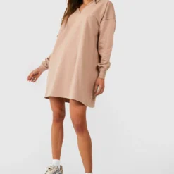 Oversize Sweatshirt-Kleid Mit Kragen 8 Oversize Sweatshirt-Kleid Mit Kragen -Diven Stil Verkaufsgeschäft gzz46818 stone xl 2