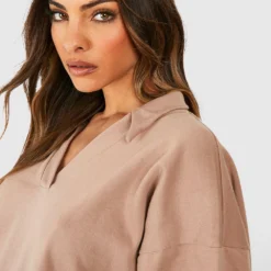 Oversize Sweatshirt-Kleid Mit Kragen 9 Oversize Sweatshirt-Kleid Mit Kragen -Diven Stil Verkaufsgeschäft gzz46818 stone xl 3