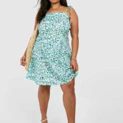 Plus Swing-Kleid Mit Sonnenblumen-Print -Diven Stil Verkaufsgeschäft gzz46830 blue xl 2 scaled