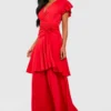 Tall Rüschen Wickel-Kleid Mit Weiten Ärmeln -Diven Stil Verkaufsgeschäft gzz46904 cherry xl