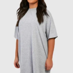 Plus Kurzärmliges Oversize T-Shirt Kleid Aus Baumwolle -Diven Stil Verkaufsgeschäft gzz46936 grey20marl xl 2