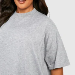 Plus Kurzärmliges Oversize T-Shirt Kleid Aus Baumwolle -Diven Stil Verkaufsgeschäft gzz46936 grey20marl xl 3