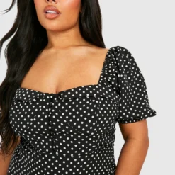 Plus Kleid Mit Sweetheart-Ausschnitt, Puffärmeln Und Rüschensaum -Diven Stil Verkaufsgeschäft gzz47111 black xl 3 scaled