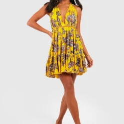 Petite Besticktes Skater-Kleid Mit Paisley-Print -Diven Stil Verkaufsgeschäft gzz47595 yellow xl 2