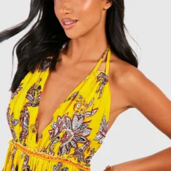 Petite Besticktes Skater-Kleid Mit Paisley-Print -Diven Stil Verkaufsgeschäft gzz47595 yellow xl 3