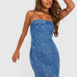 Bandeau Korsett-Kleid Aus Denim -Diven Stil Verkaufsgeschäft gzz47711 mid20wash xl 2