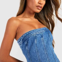 Bandeau Korsett-Kleid Aus Denim -Diven Stil Verkaufsgeschäft gzz47711 mid20wash xl 3