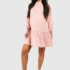 Umstandsmode Oversize Sweatshirt-Kleid Mit Schößchen -Diven Stil Verkaufsgeschäft gzz48271 rose xl