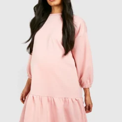 Umstandsmode Oversize Sweatshirt-Kleid Mit Schößchen -Diven Stil Verkaufsgeschäft gzz48271 rose xl 2
