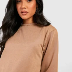 Umstandsmode Langes Sweatshirt-Kleid Mit Schlitz-Detail 9 Umstandsmode Langes Sweatshirt-Kleid Mit Schlitz-Detail -Diven Stil Verkaufsgeschäft gzz48273 camel xl 3