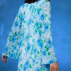 Florales Chiffon-Kleid Mit Weiten Ärmeln -Diven Stil Verkaufsgeschäft gzz48335 blue xl 1