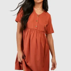 Umstandsmode Smok-Kleid Mit Knopfleiste