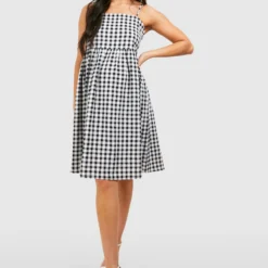 Umstandsmode Gingham Babydoll-Kleid