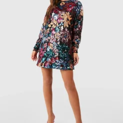 Florales Premium Pailletten-Kleid 8 Florales Premium Pailletten-Kleid -Diven Stil Verkaufsgeschäft gzz49338 multi xl 2