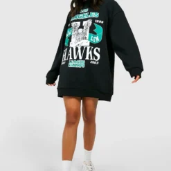 Oversize Sweatshirt-Kleid Mit Slogan
