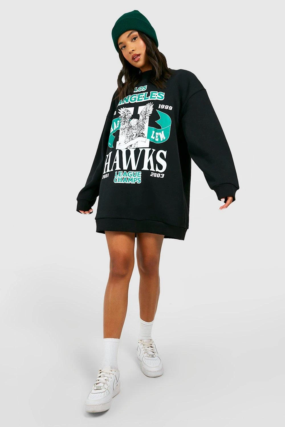 Oversize Sweatshirt-Kleid Mit Slogan 3 Oversize Sweatshirt-Kleid Mit Slogan