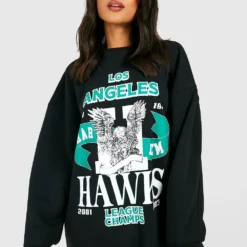 Oversize Sweatshirt-Kleid Mit Slogan 9 Oversize Sweatshirt-Kleid Mit Slogan -Diven Stil Verkaufsgeschäft gzz49458 black xl 3